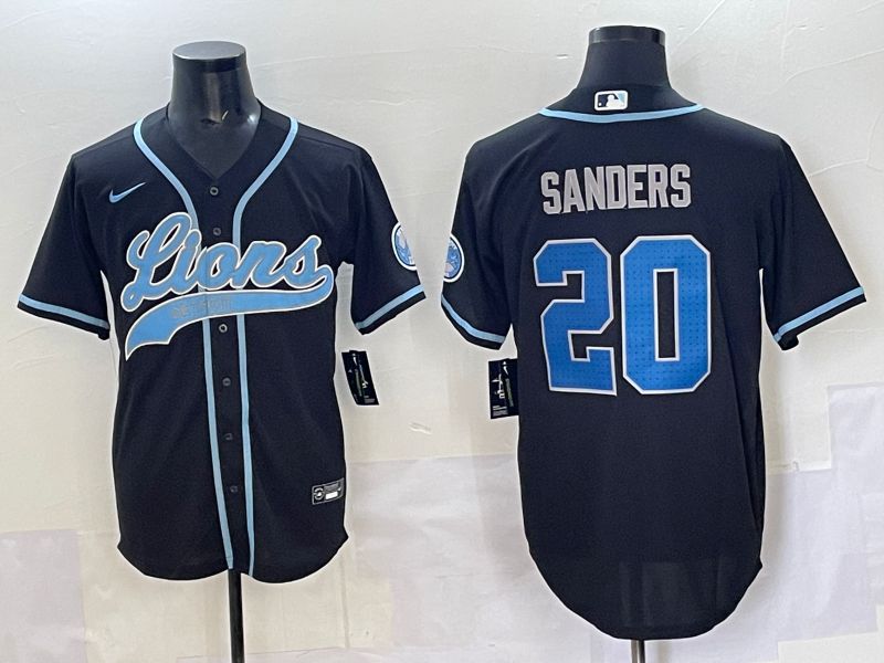Men 2025 Detroit Lions 20 Sanders Black joint name 2024 Nike Limited NFL Jersey style 4